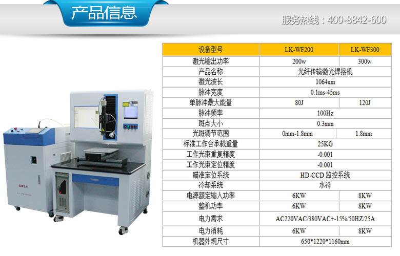 光纤传输激光焊接机产品信息