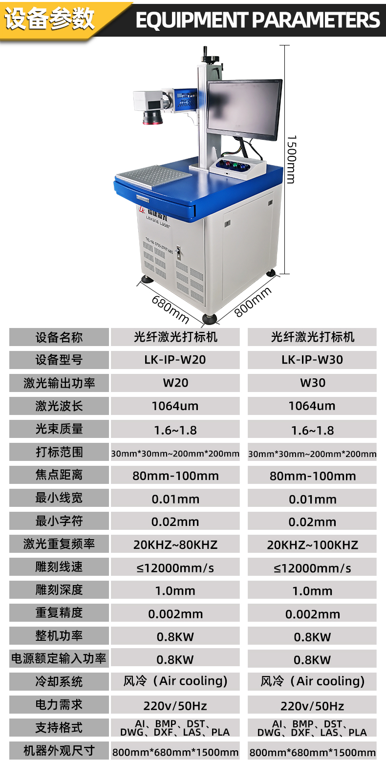 光纤激光打标机设备参数